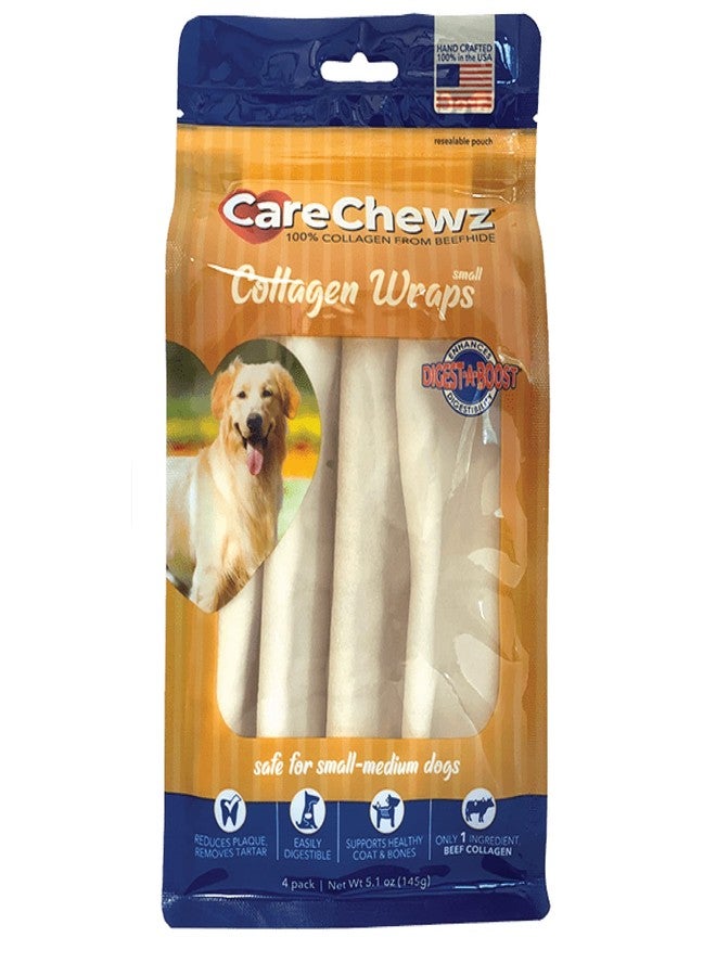 Pet Factory CareChewz Collagen 6-7" Small Wraps Dog Chew Treats - Natural Flavor, 4 Count/1 Pack - Image 1